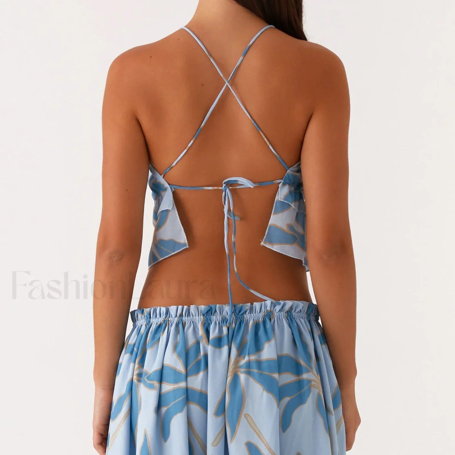 Cross Strap Backless Crop Top Main image
