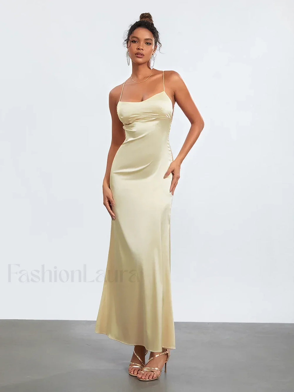 Cross Tie Slip Spaghetti Maxi Dress