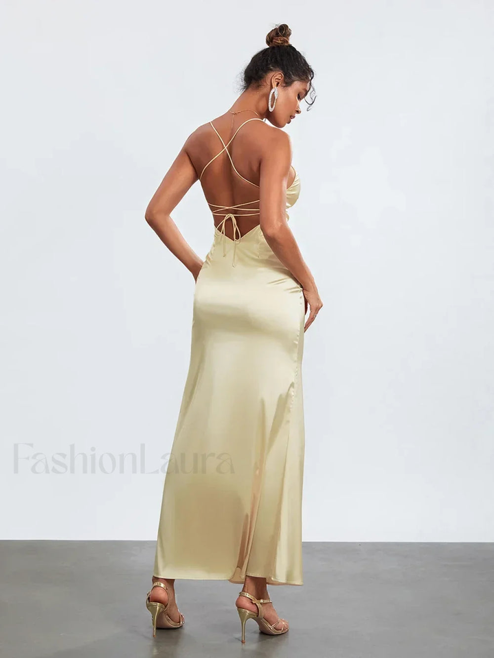 Cross Tie Slip Spaghetti Maxi Dress