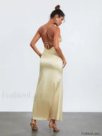 Cross Tie Slip Spaghetti Maxi Dress