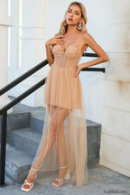 Crystal Embellished Stylish Corset Gown