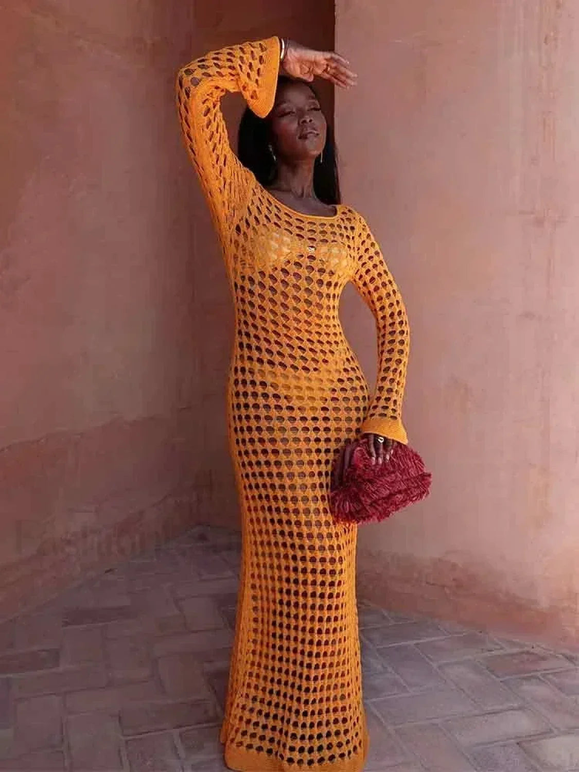 Cut Out Bell Sleeve Knit Cover Up Secondary image
