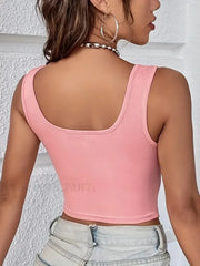Cut Out Casual Sleeveless Crop Top