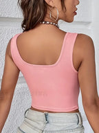 Cut Out Casual Sleeveless Crop Top