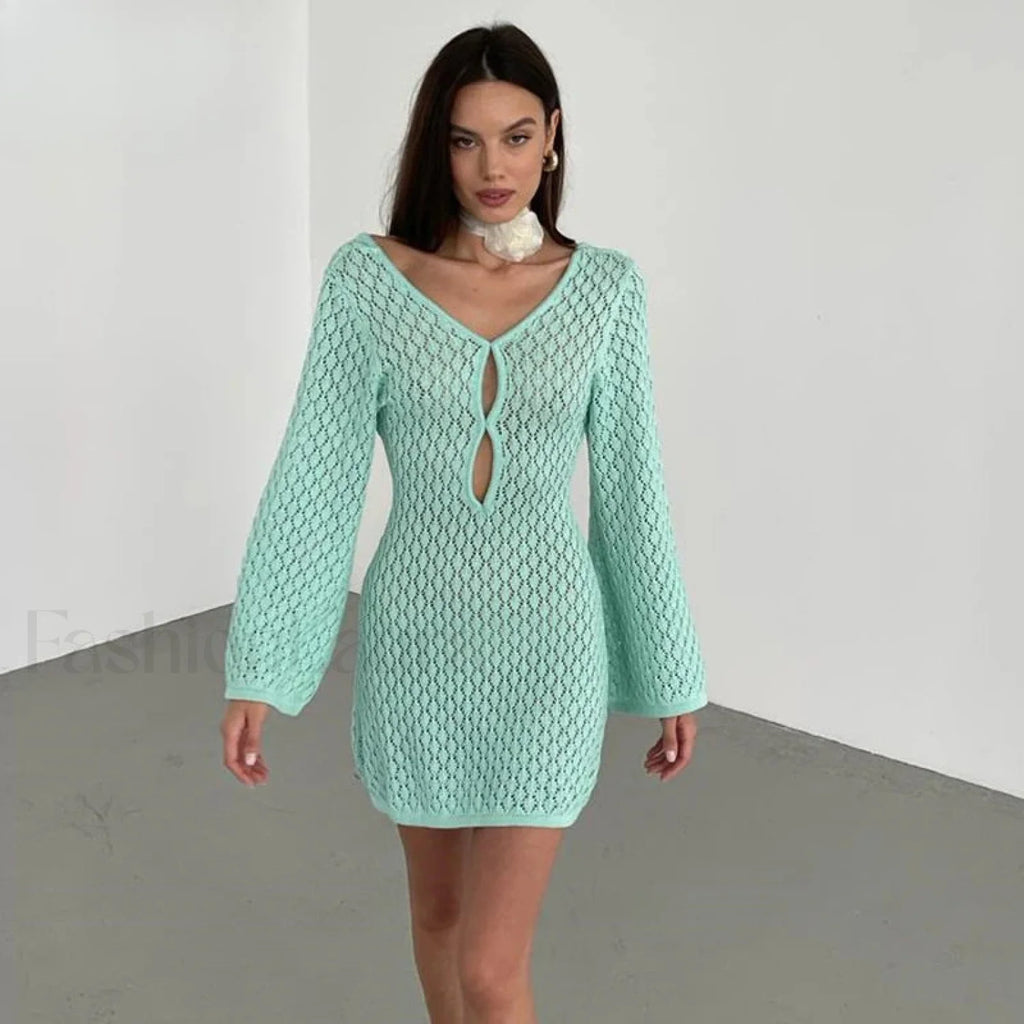 Cut Out Crochet Tunic Beach Cover Up