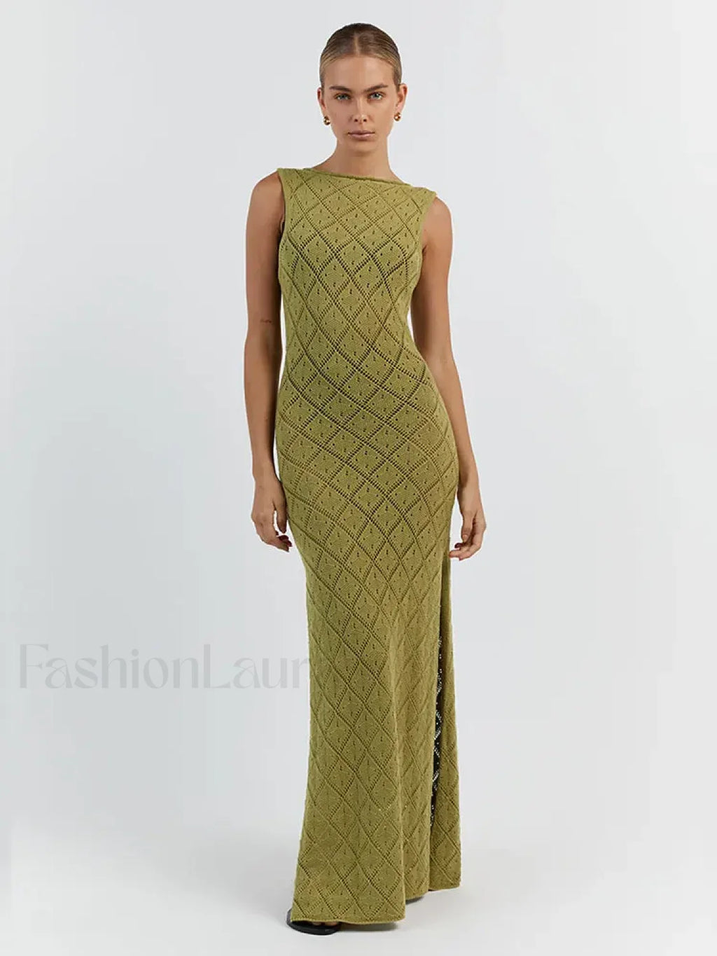 Cut Out Slit Knit Mesh Pareo Tunic Style Cover ups