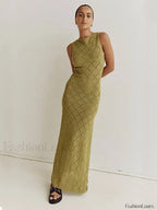 Cut Out Slit Knit Mesh Pareo Tunic Style Cover ups