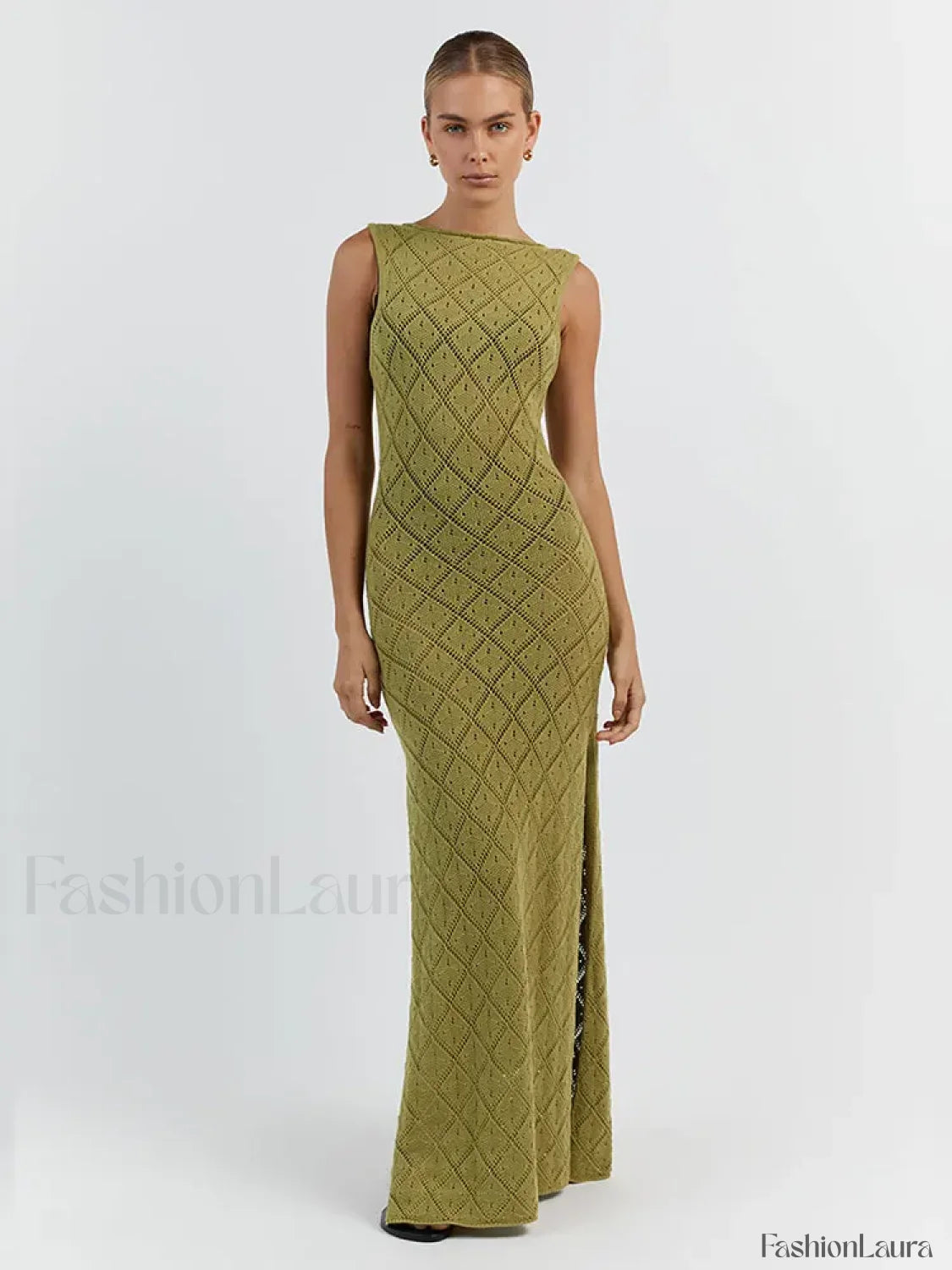 Cut Out Slit Knit Mesh Pareo Tunic Style Cover ups