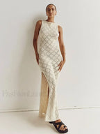 Cut Out Slit Knit Mesh Pareo Tunic Style Cover ups