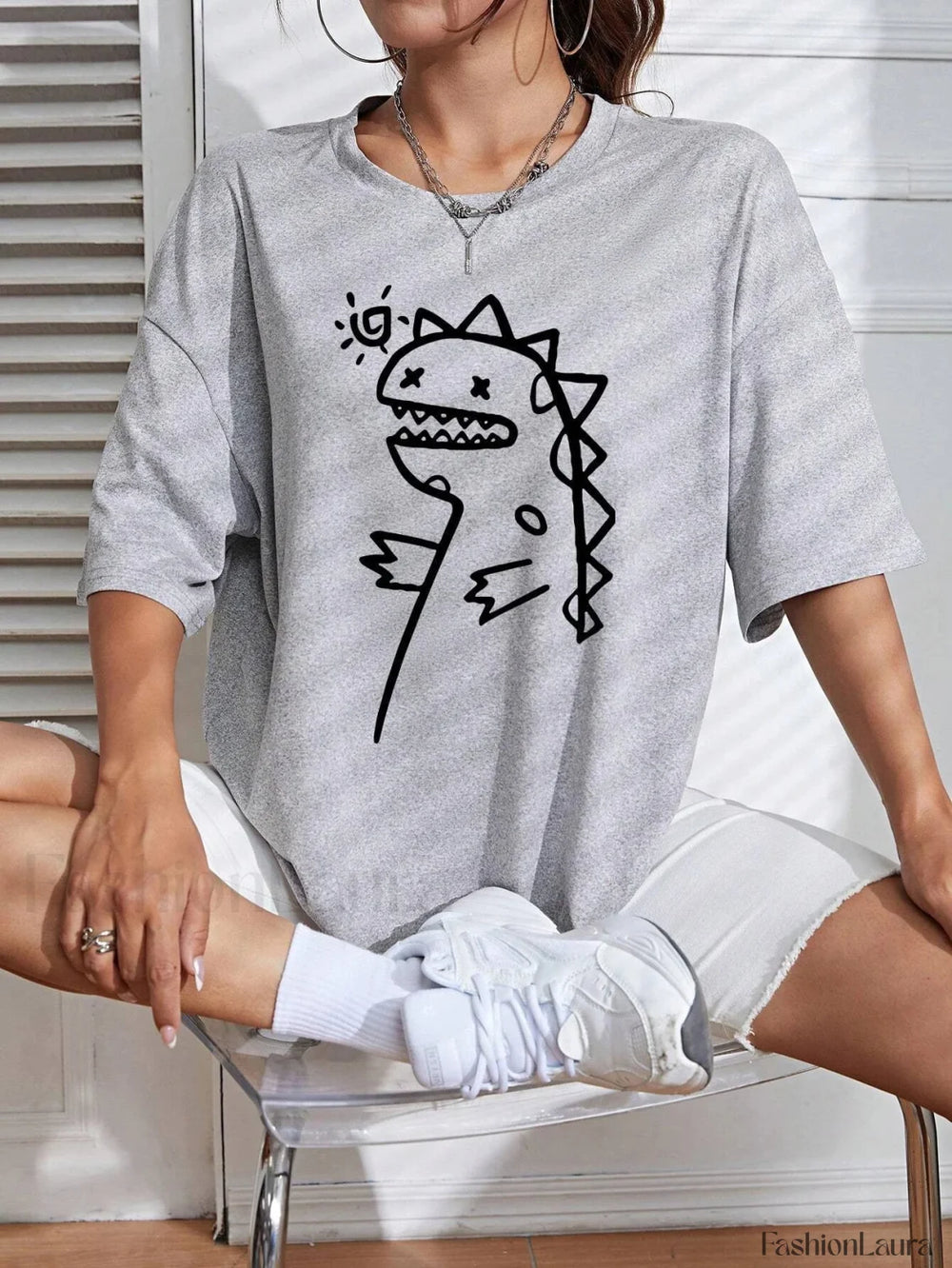 Cute Dinosaurs Printing Casual Street T Shirt
