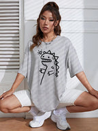 Cute Dinosaurs Printing Casual Street T Shirt