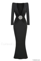 Cutout Crepe Stylish V Neck Dress XS / Black
