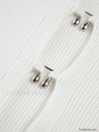 Cutout Split Beads Detail Ribbed Knit Top Knit Tops