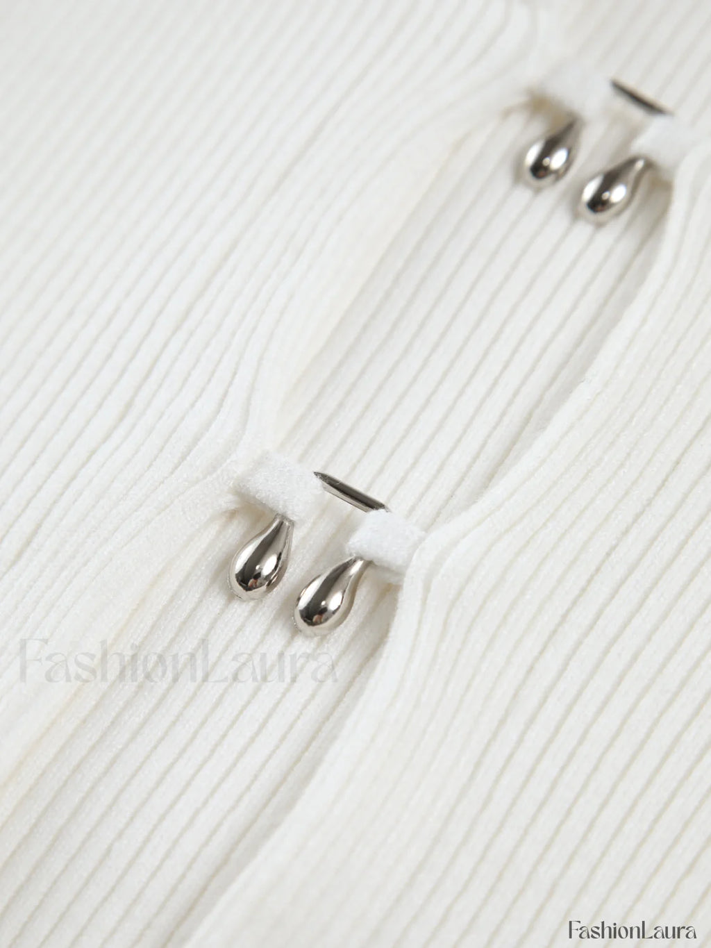 Cutout Split Beads Detail Ribbed Knit Top Knit Tops