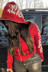 Cyber Y2K Gothic Punk Hoodie Red / S