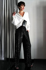 Sequin Straight Leg Casual Pants