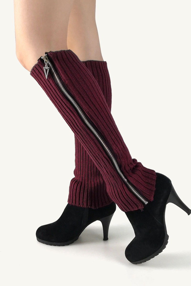 Ribbed Knit Zipper Chunky Leg Warmers Secondary image
