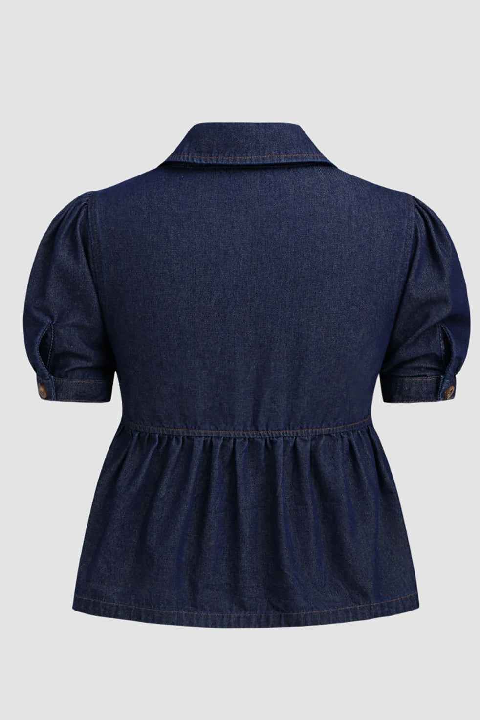 Puff Sleeve Denim Top Low Rise Shorts Set