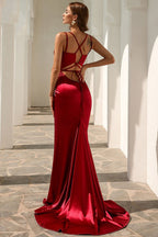 V Neck Back Tie Mermaid Formal Dress