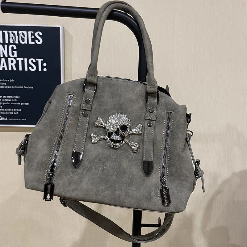 Y2K Gothic Punk Harajuku Skull Head Diamond Capacity Shoulder Bag