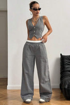 Tailored Workwear Striped Two Piece Vest Pants Set