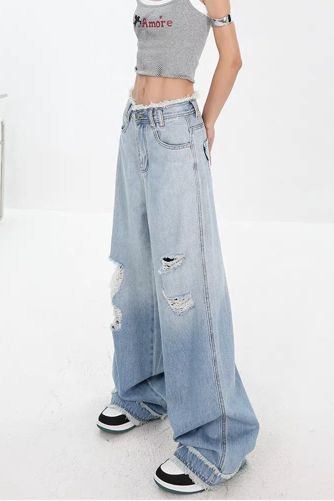 Gradient Ripped Straight Leg Jeans Secondary image