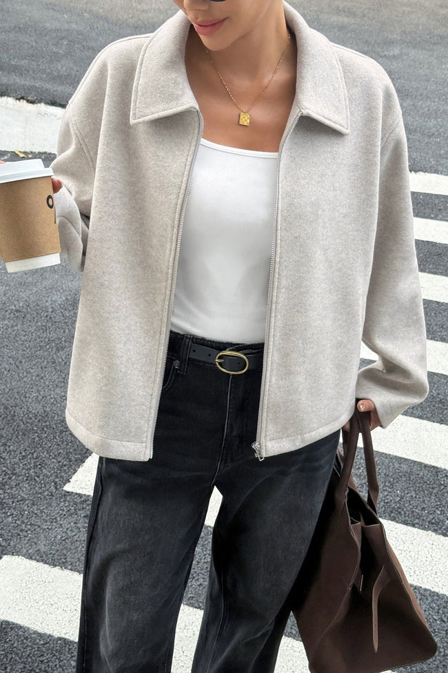 Elegant Long Sleeve Versatile Jacket S / Ivory Main image