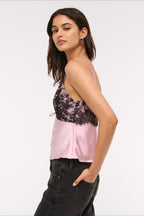 Contrast Lace Patchwork V Neck Cami