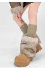 Chunky Ribbed Faux Fur Leg Warmers