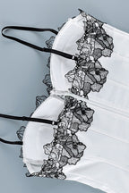 White Lace Detail Back Zipper Slim Cami