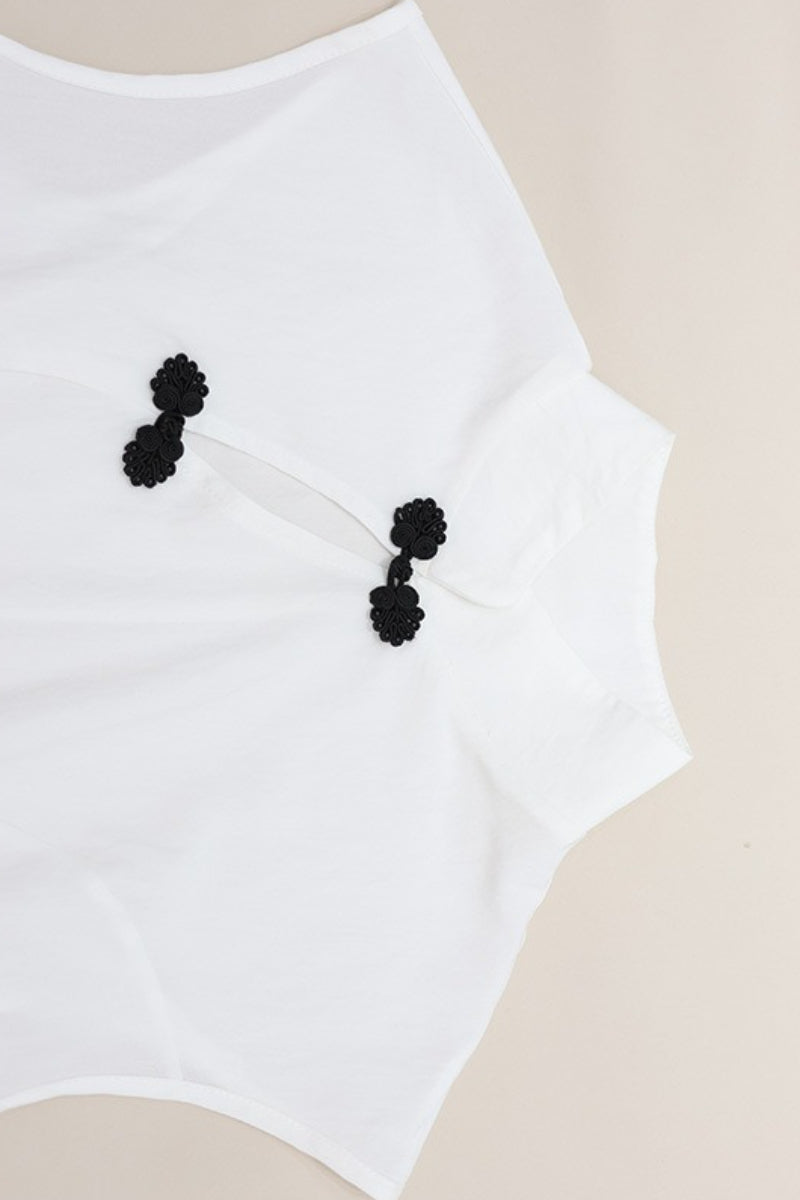 Mandarin Collar Button Knit Fitted Tank Top