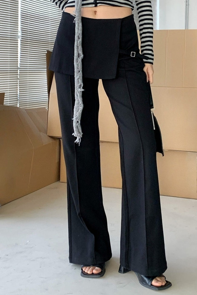 Faux Two Piece Skirt Overlay Flare Pants Main image