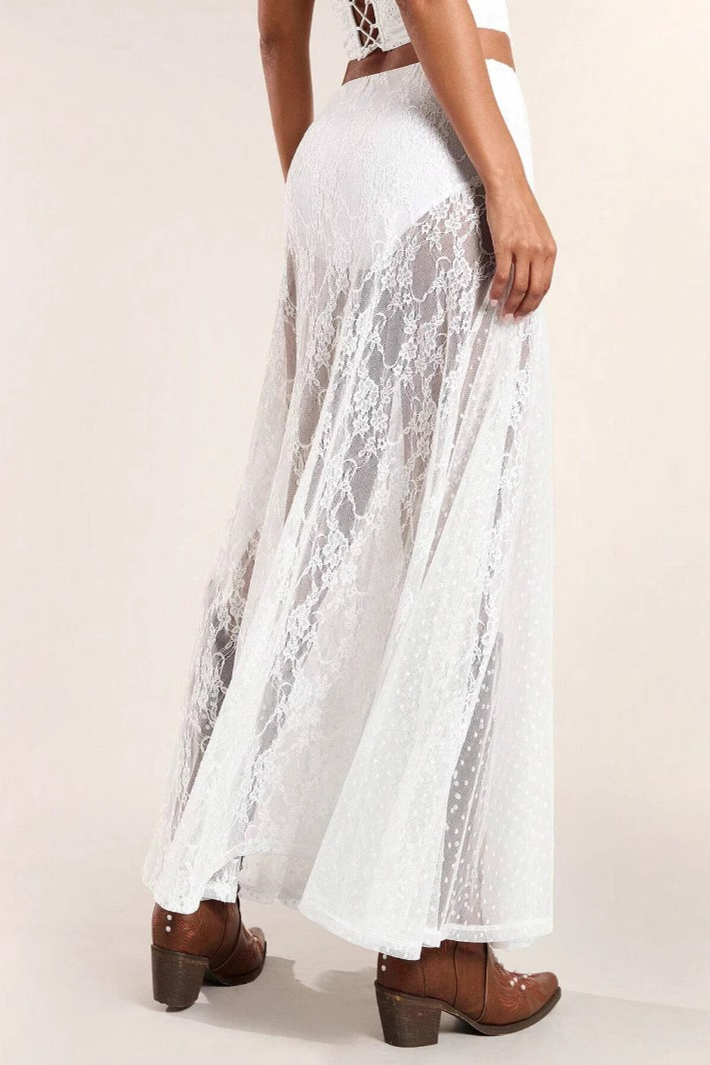 Low Waist Lace Trim Bodycon Pencil Skirt