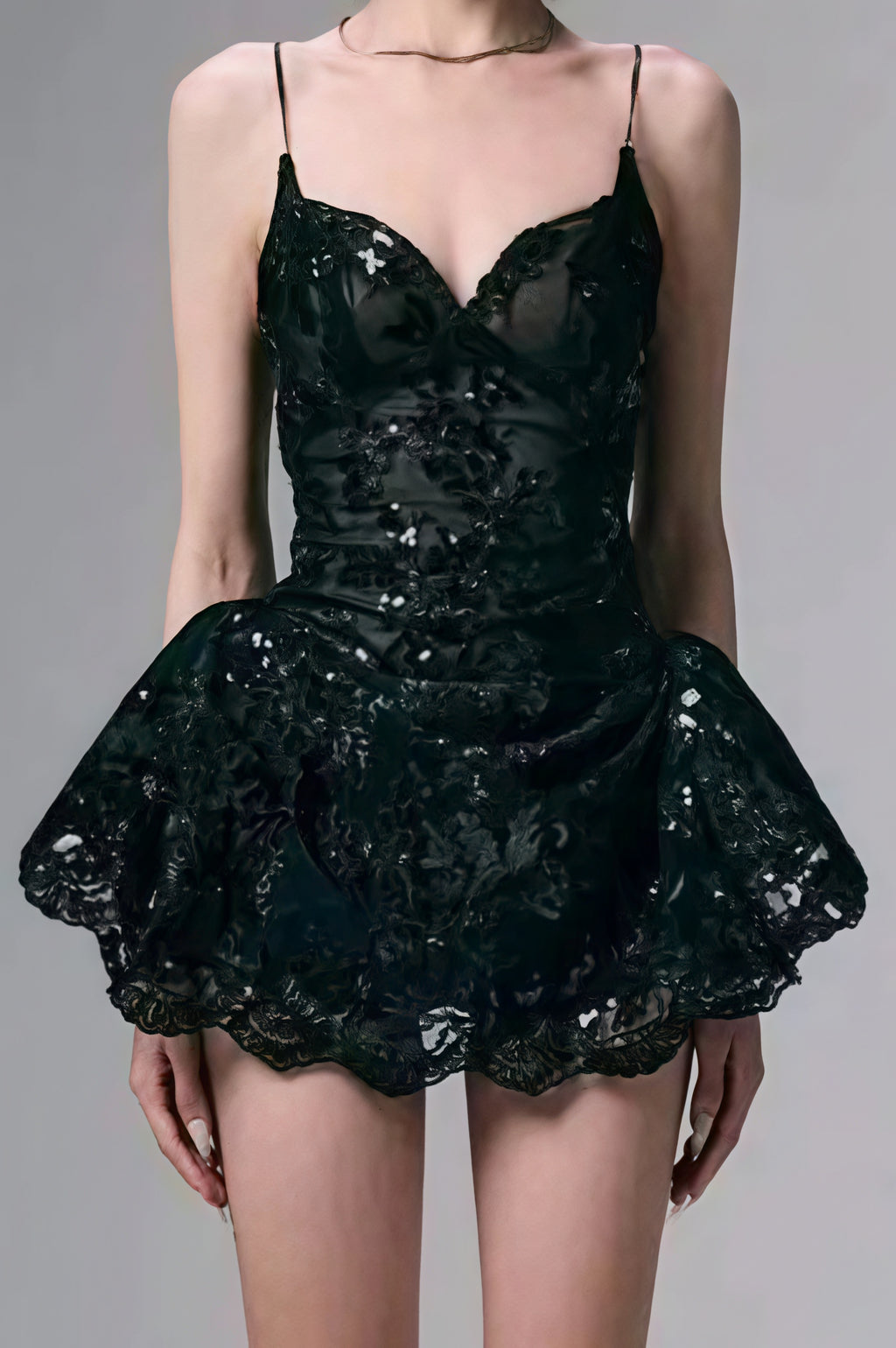 Lace Spaghetti Strap Mini Dress