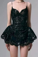 Lace Spaghetti Strap Mini Dress