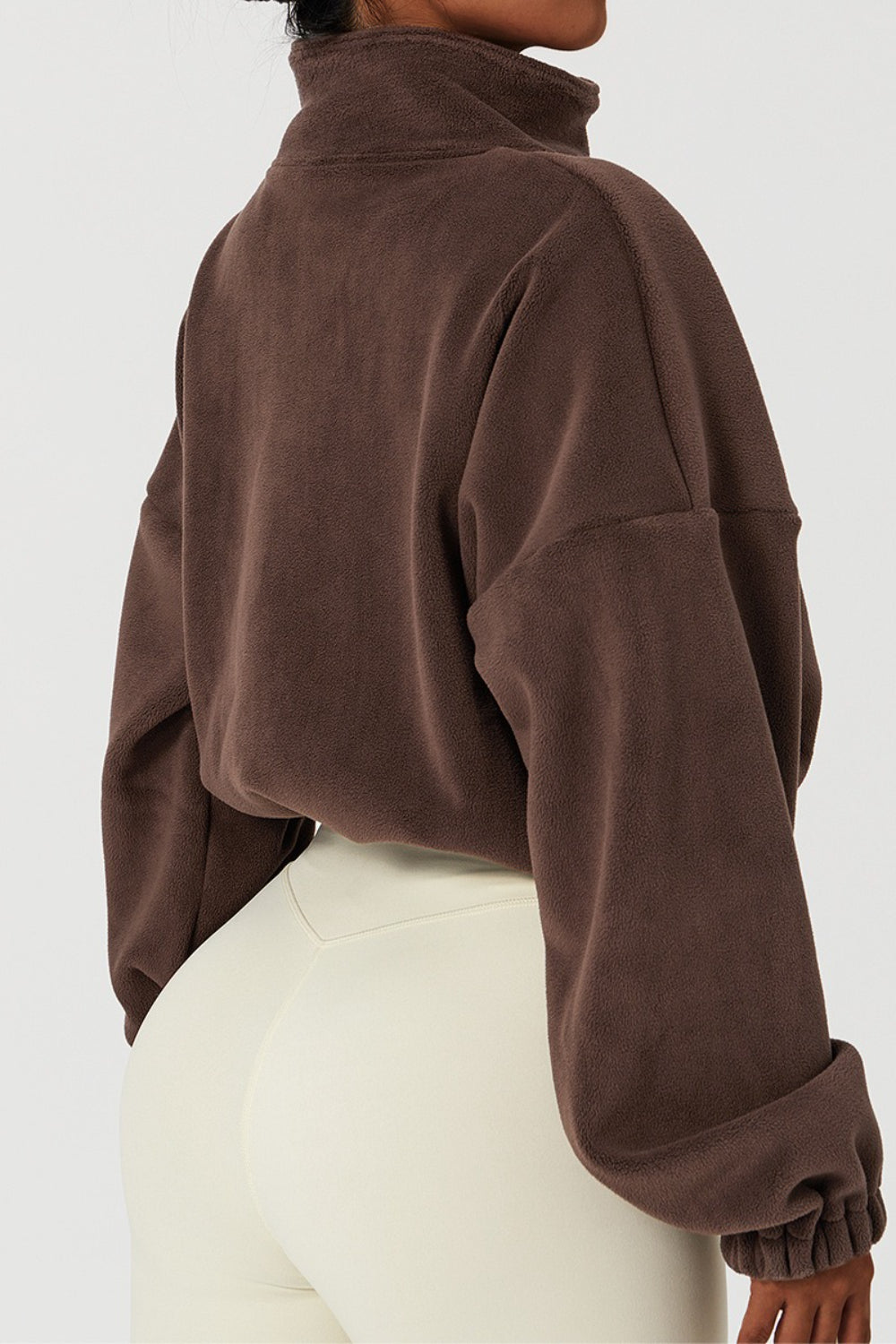 Stand Collar Fleece Loose Fit Sweatshirt