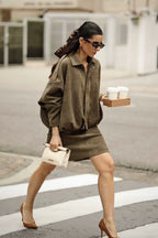 Sueded Texture Bomber Jacket
