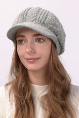 Fleece Lined Cable Knit Beret Hat