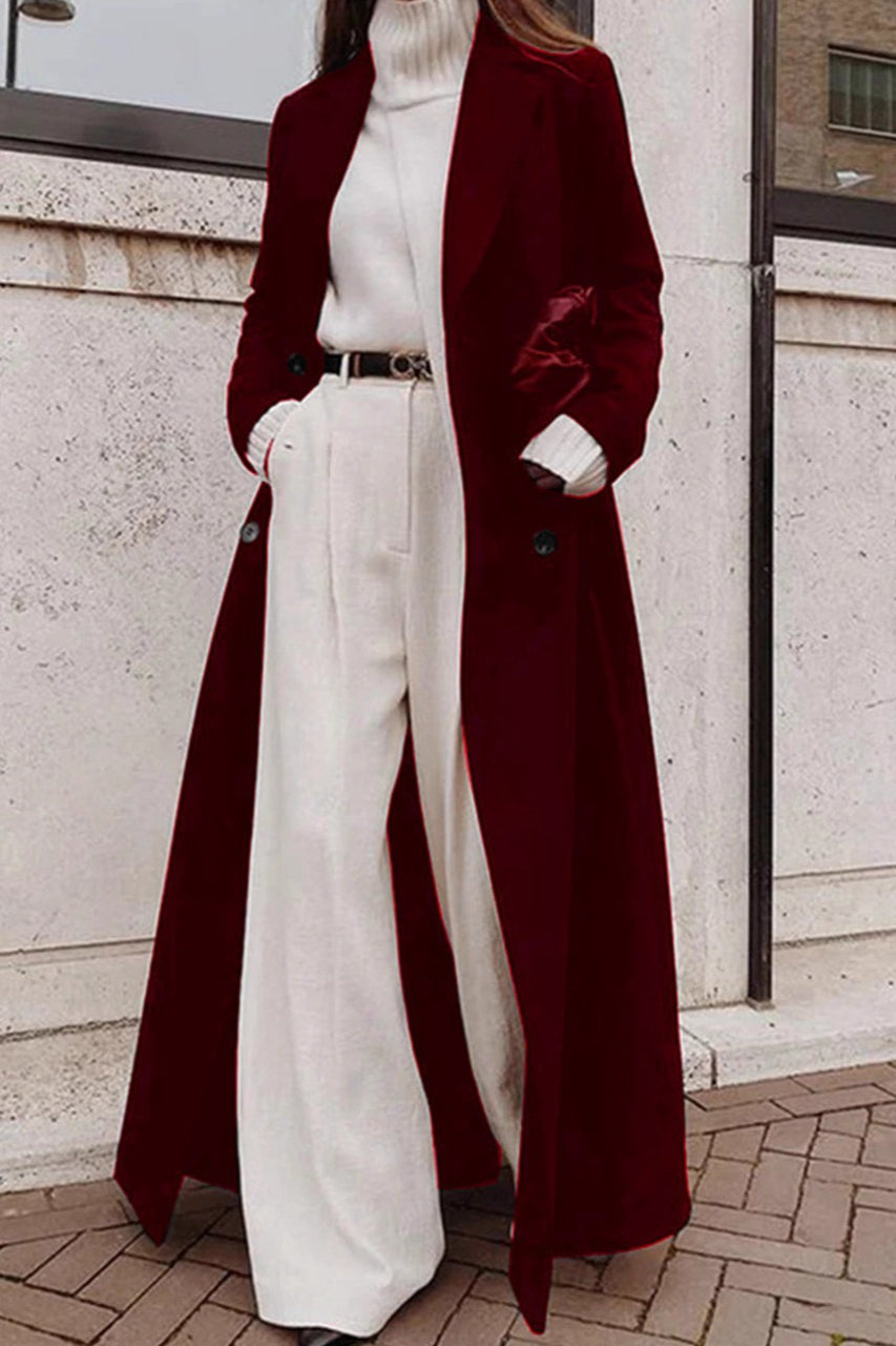 Warm Wool Solid Color Long Overcoat Secondary image