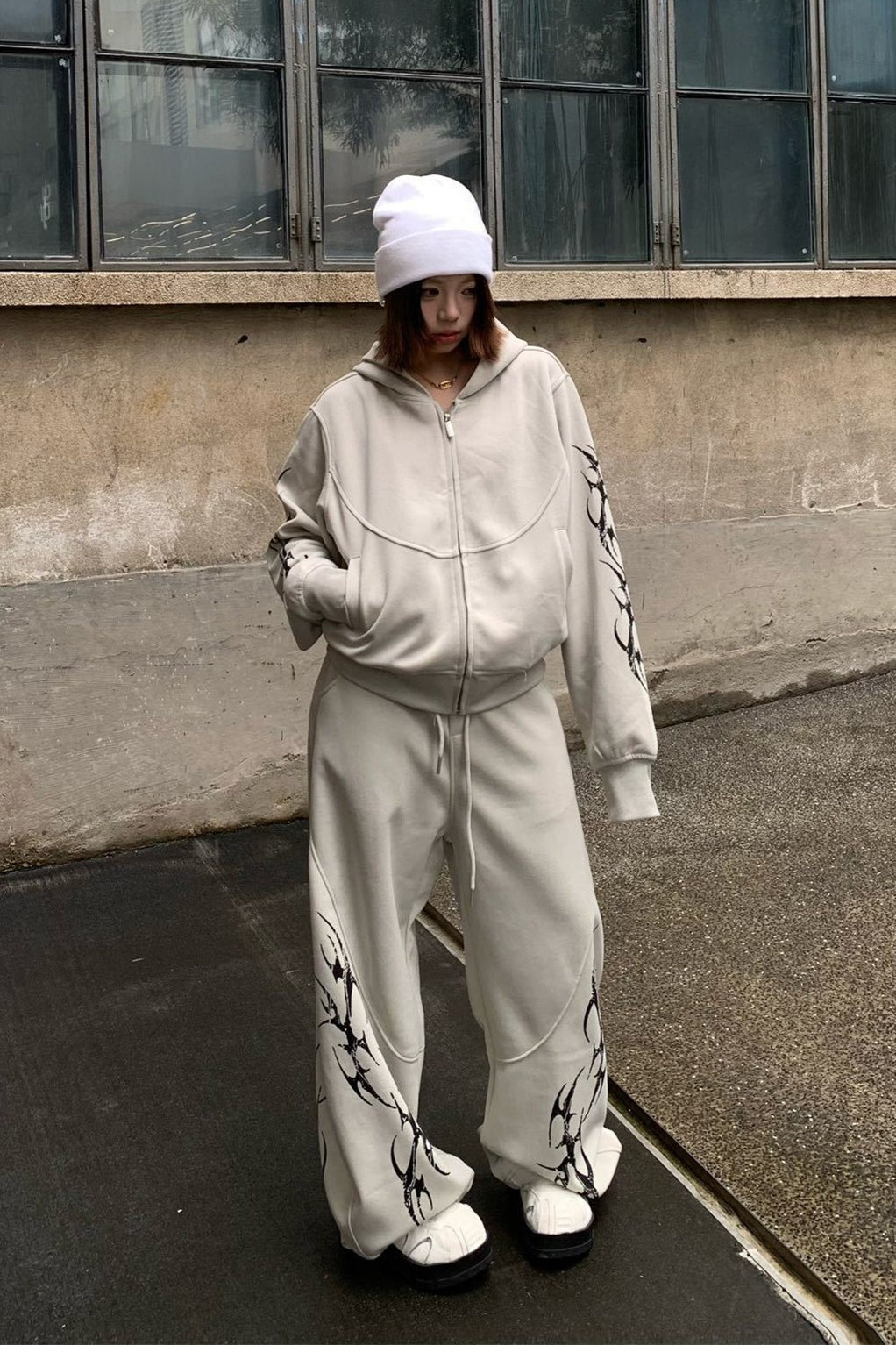 Tribal Graphic Baggy Barrel Leg Sweatpants