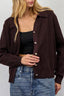 Solid V Neck Button Down Cardigan S / Brown