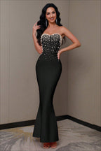 Strapless Pearl Bandage Party Dress S / Black