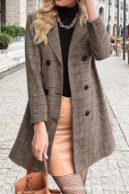 Plaid Double Breasted Blazer Overcoat
