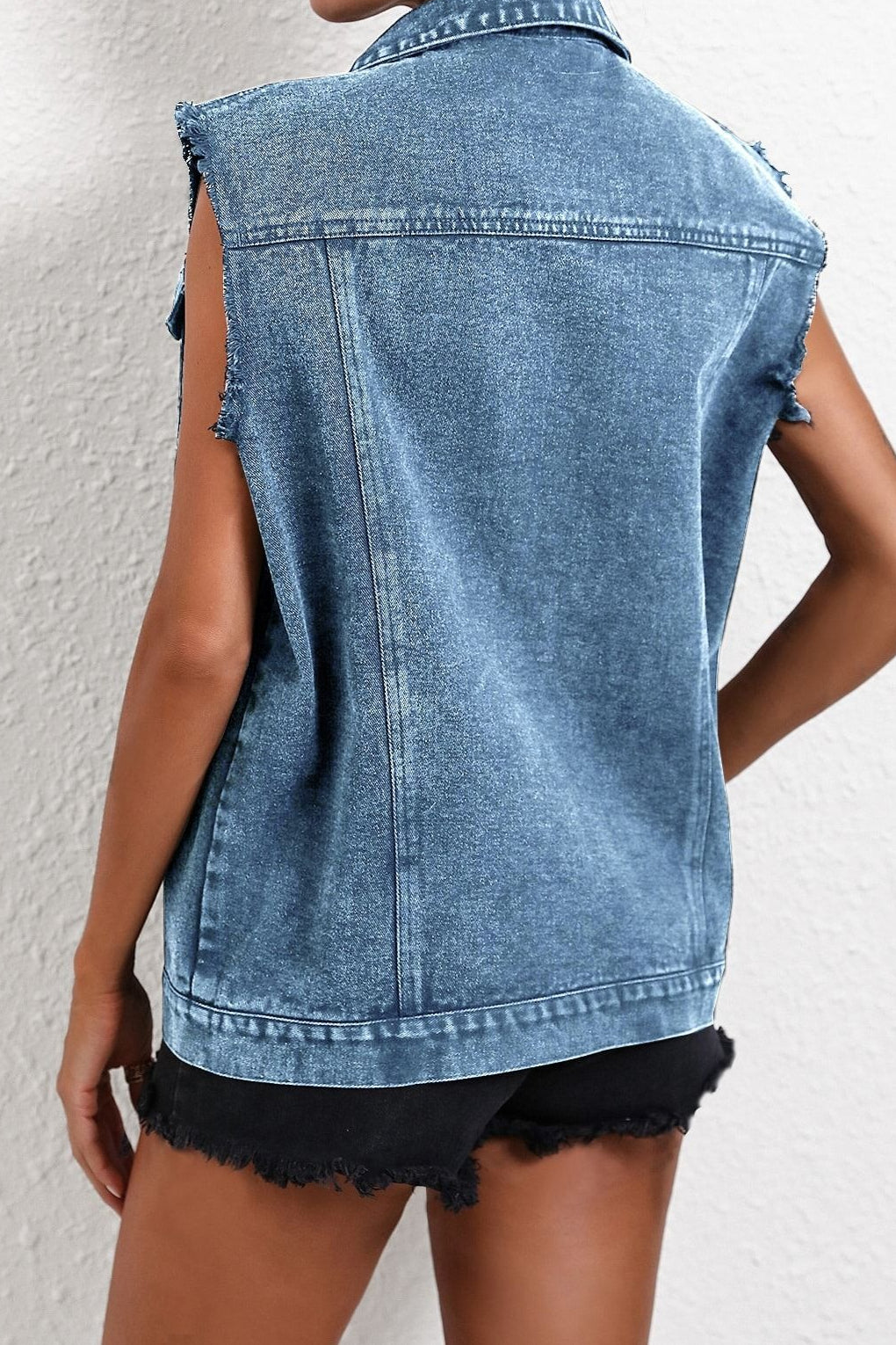 Denim Utility Vest Inspired Relaxed Tank Top