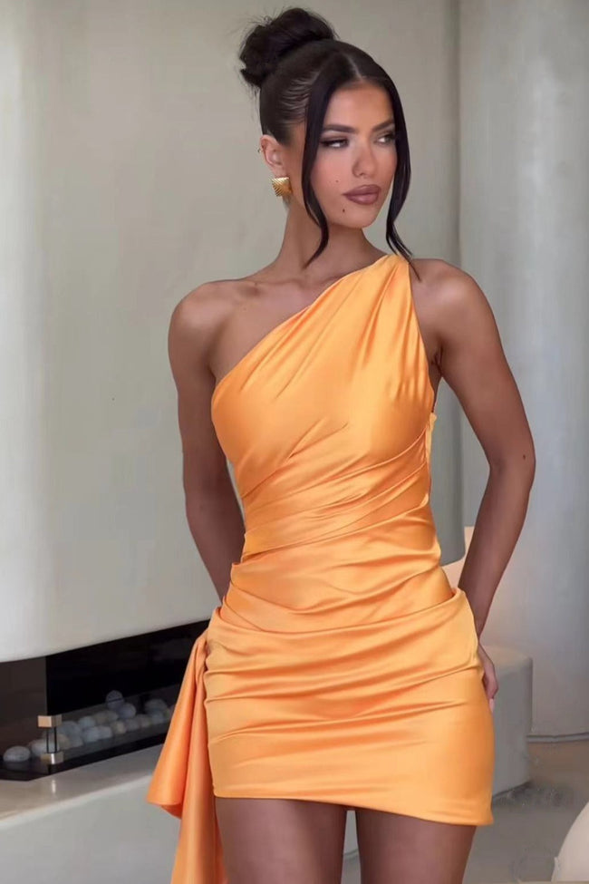 One-Shoulder Bodycon Cocktail Dress S / Orange Main image