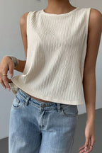 Double Bow Open Back Pleated Tank Top