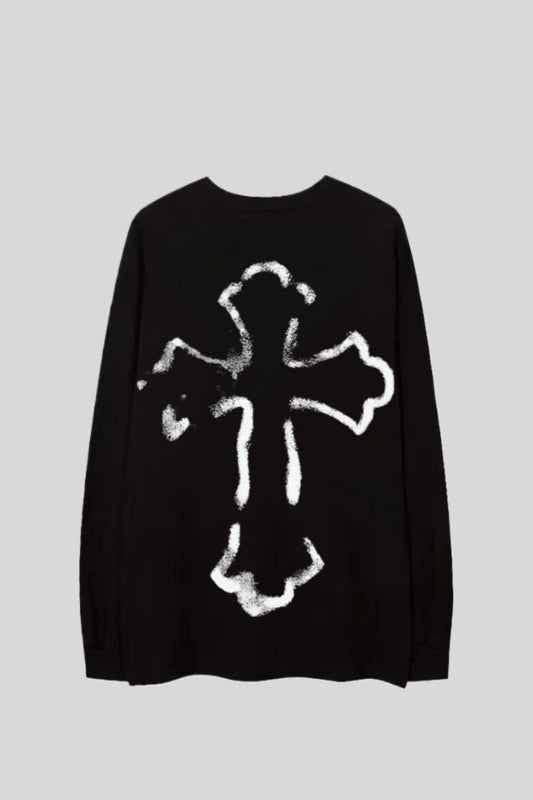 Gothic Skeleton Symbol Graphic Oversized Sweatshirt