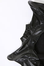 Exaggerated Pointed Shoulder High Neck Bolero Jacket