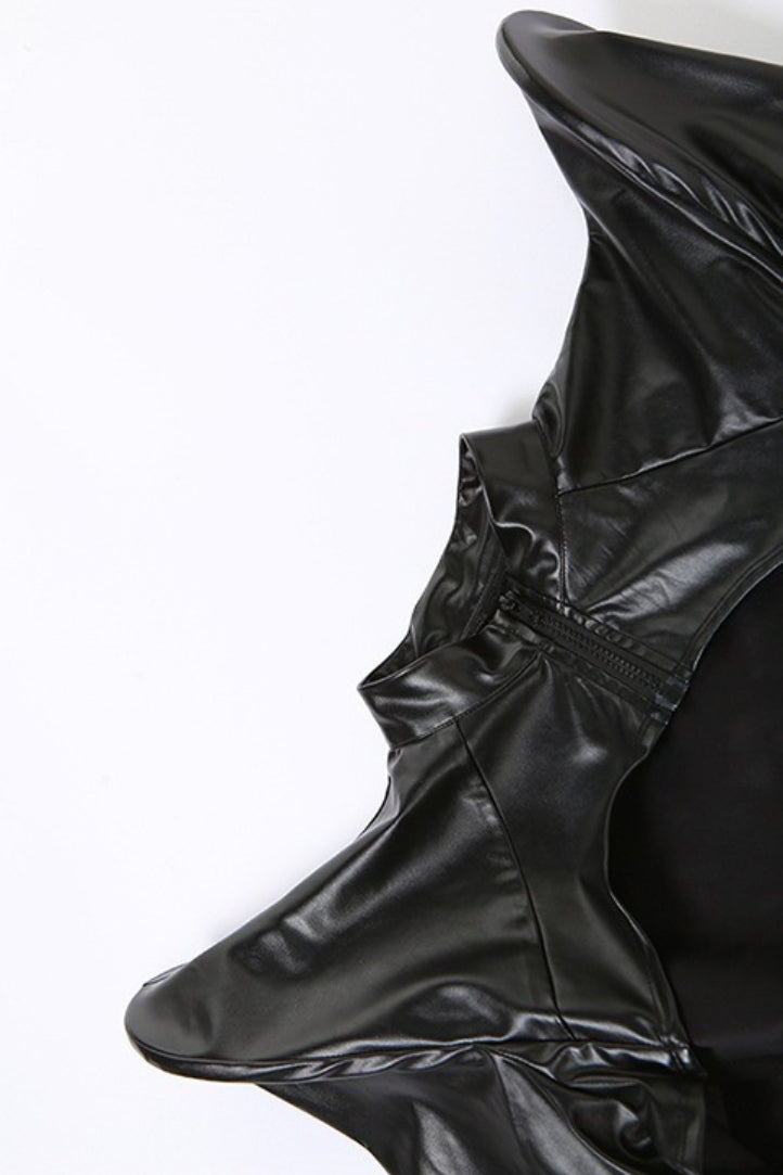Exaggerated Pointed Shoulder High Neck Bolero Jacket