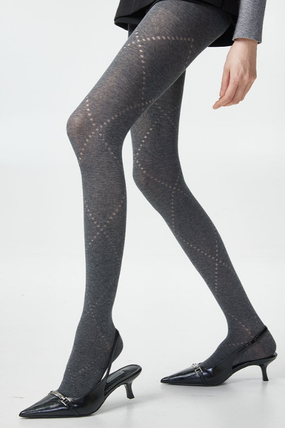 Openwork Sheer Black Diamond Pattern Tights Main image